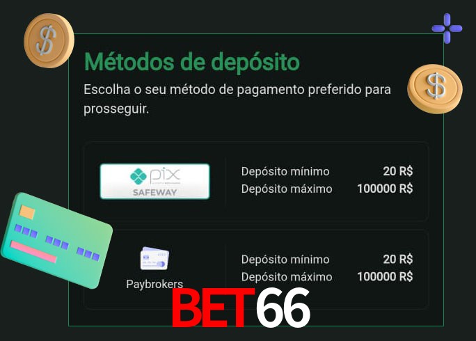 O cassino bet66 oferece uma grande variedade de métodos de pagamento